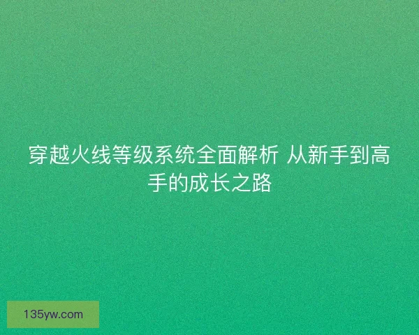 穿越火线等级系统全面解析 从新手到高手的成长之路